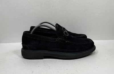 Salvatore Ferragamo Horse Bit Loafers Mens Size 9 2E Black Suede Shoe Italy - Image 1 of 4