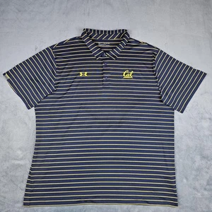 California Golden Bears Polo Shirt Mens 4XL Blue Striped Under Armour NCAA Cal - Picture 1 of 10