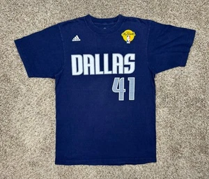 Dirk Nowitzki Shirt Men Sz Medium 41 Dallas Mavericks Adidas NBA The Finals Navy - Picture 1 of 9