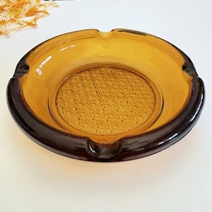 Vintage Aschenbecher Braunglas Waffel Diamant Boden groß 6" - Bild 1 von 3