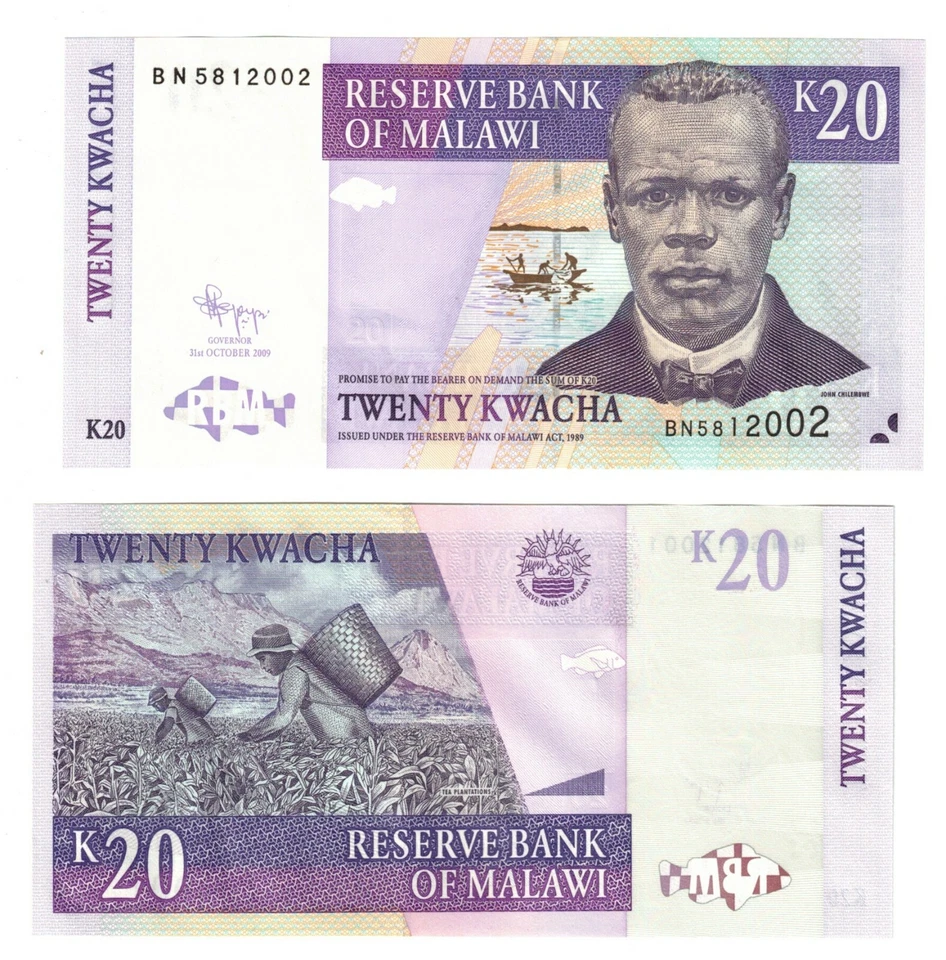 Billete Malawi P52d 20 Kwacha 2009 UNC  Foto 1 de 1
