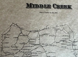 Middle Creek Township, PA 1868 Karte mit Hausbesitzernamen gezeigt - Bild 1 von 2