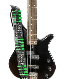 Black Leather 3 Row Pyramid Stud & Bullet Guitar Strap Punk Rock Goth Metal Bass - Picture 1 of 11