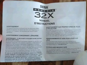 Sega 32X Console System Instruction Manual Vintage 1994