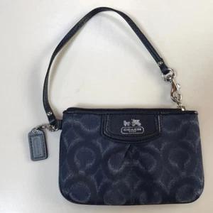Blau/grau/schwarz Coach Handgelenktasche 4" x 6,5" Reißverschluss Hängeetikett neu mit Etikett - Bild 1 von 7