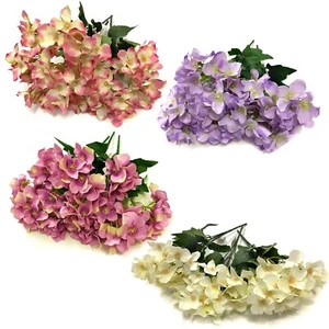 Set of 3 Artificial Faux Hydrangea Flower 30cm Bushes - Picture 1 of 13