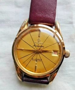 Titoni Airmaster 21 Jewels Titoflex Golden Dial Handwinding Wristwatch Vintage - Picture 1 of 5