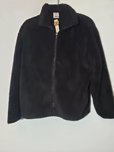 Victoria's Secret Pink Full Zip Sherpa Plush Sweater Size M Black new with tags - Picture 1 of 5