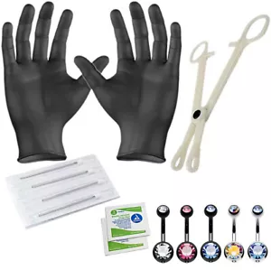 Professional Belly Button Piercing Kit Multicolor Steel 14G Set 13 Pcs - Picture 1 of 6