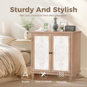 2 Doors Storage Cabinet Buffet Sideboard Decorative Cabinet Accent Cabinet - Picture 1 of 16