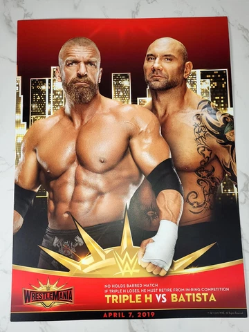 WWE WrestleMania 35 11"x15" Exclusive Match Card Poster Triple H Vs Batista Cover