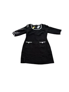 Nwt Alexia Admor Orla Scoop Neck Black Shift Dress 3/4 Sleeve Sz 14 White Accent - Picture 1 of 8