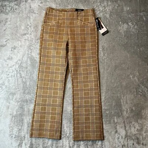 Pantaloni Liverpool Tg 4 Stella Plaid Kick Flare in Digione Oro Plaid Donna Nuovi - Foto 1 di 9