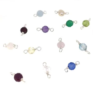 Sterling Silver Natural Gemstone Birthstone Connector-4mm Single Bead (5 pcs) - Picture 1 of 14