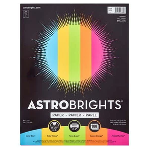 5-Colors Colored Paper, 8.5 x 11", 24 lb./89 Gsm, Bright Assortment, 100 Sheets - Picture 1 of 8