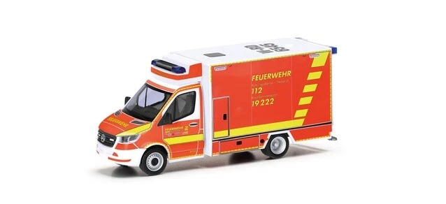 Herpa 097987 - 1/87 Mercedes-Benz '18 Ambulance Pompier Wuppertal