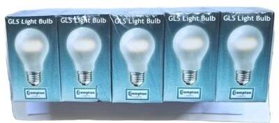 5x 100W Crompton Light Bulbs ES-E27 Standard Pearl GLS 50mm Bulb - Image 1 of 3