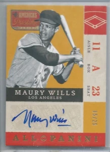 2013 Panini Amerca's Pastime Maury Wills All Panini Gold Auto SP 15/25 Dodgers - Picture 1 of 1