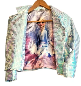 Frozen 2 Elsa Sequin Jacket Size 7/8 - Picture 1 of 4