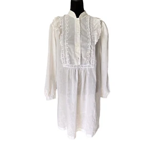 Vintage Christian Dior Lingerie Embroidered Ruffled Nightgown Sleep Shirt AS IS - Picture 1 of 11