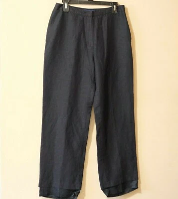 Pantalones Charter Club para mujer talla 10 de lino negro tiro alto forrados pierna recta #p31-5 Foto 1 de 4