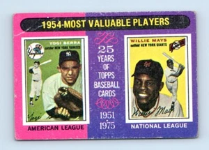 1975 Topps #192 1954 MVPs - Yogi Berra / Willie Mays MVP Low Grade - Picture 1 of 2