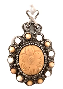 Multicolor Oval Pendant for Necklace Jewelry Making Silvertone 1.25"x2" - Picture 1 of 15