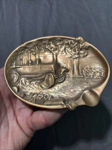 Antique Copper Brass Early Auto Touring Cigar Embossed Car Stamped Ash Tray - Picture 1 of 22