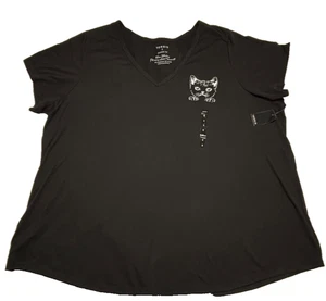 T-shirt donna TORRID taglia 5 5X 28 nera gatto vestibilità classica maglia fidanzata nuova con etichetta - Foto 1 di 6