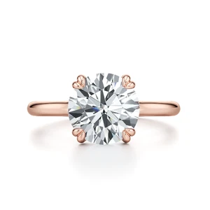 Engagement Diamond Ring Round 1 Carat IGI GIA Lab Grown 14K Rose Gold Size 5 6 7 - Picture 1 of 10