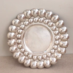 Art Deco Modern Solid Silver Tray Plate Bowl Platter Convex Bubble Hungarian MCM - Picture 1 of 24