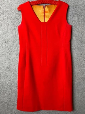 Vintage 1960s Red Wool Sheath Dress Small Sleeveless Mod Shift Lined VTG - Image 1 of 4