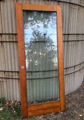 Puerta Antigua Vintage Madera Maciza Original Vidrio Chapado Años 1930-40 Restauración Foto 1 de 4