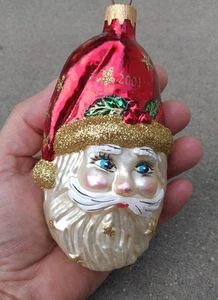 DILLARD'S SANTA 2001 ORNAMENTO VETRO Polonia soffiato a mano dipinto a mano - Foto 1 di 7