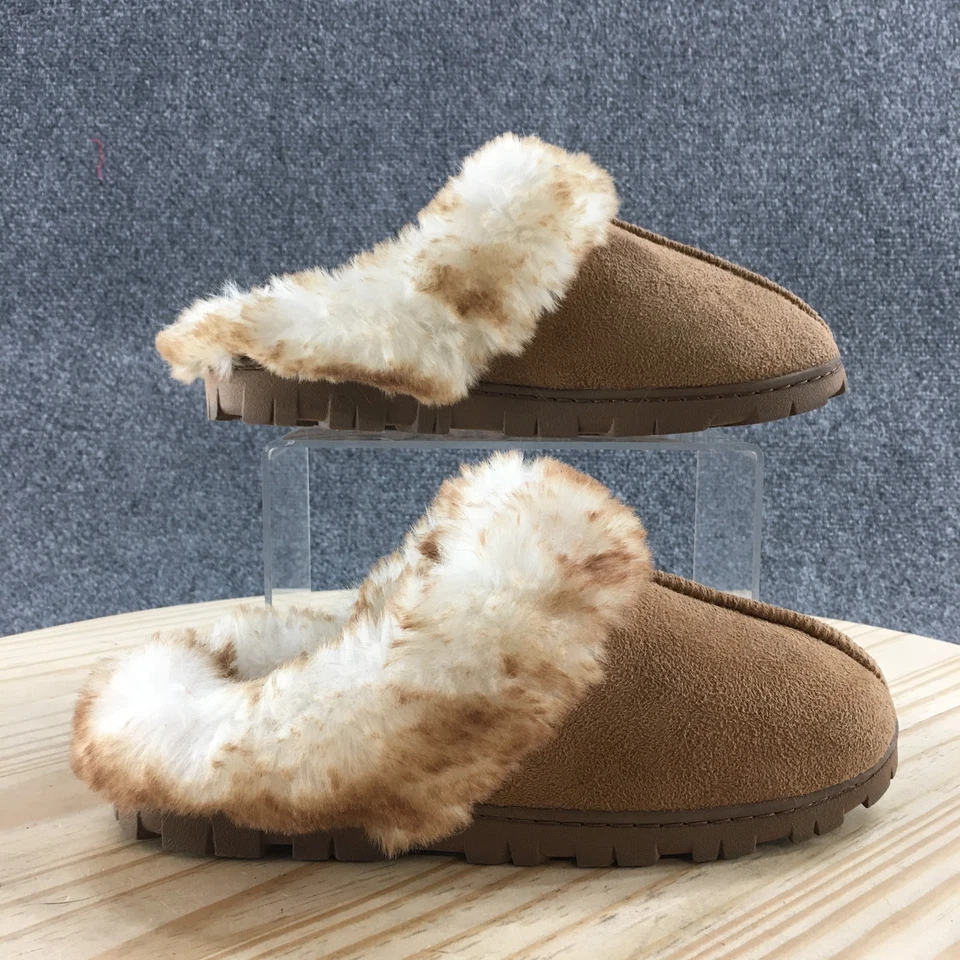 Jessica Simpson Slipper Mens 7-8 Fluffy Clog Brown Faux Fur Lined Closed Toe - Image 1 of 4