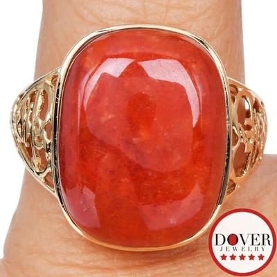 Anillo de cóctel Estate de ágata roja de oro amarillo de 14 quilates con cabujón 6,0 gramos sin precio base Foto 1 de 4