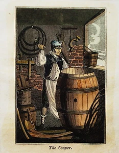 Cooper Böttger Büttner Faßbinder Küfer Kübler Lithographie um 1842 - Picture 1 of 1