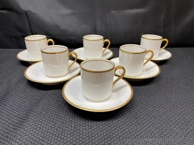 Juego de 6 ~ Hertel Jacob "ORO" Porcelana Demitasse Tazas y Platillos ~ 2" Alto Foto 1 de 4