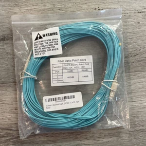 15M LC UPC to SC UPC OM4 Fiber Optic Multi Mode Duplex 50/125 Patch  Aqua. #M16 - Picture 1 of 4