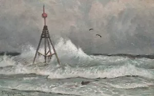 Cartolina circa 1908 artista firmata vista mare Easton PA annullo A1 - Foto 1 di 2