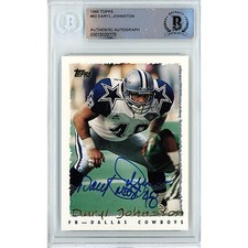 Daryl Johnston Dallas Cowboys Authentic Signed 1995 Topps Card Beckett Slab COA