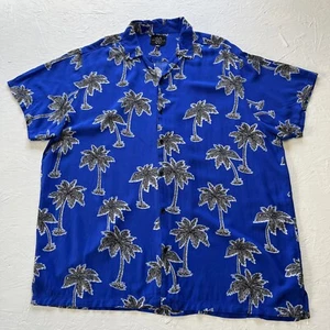 Jaywalker Men's Size 2X Hawaiian Shirt Button Up Palm Tree Print 100%-Rayon Blue - Picture 1 of 7