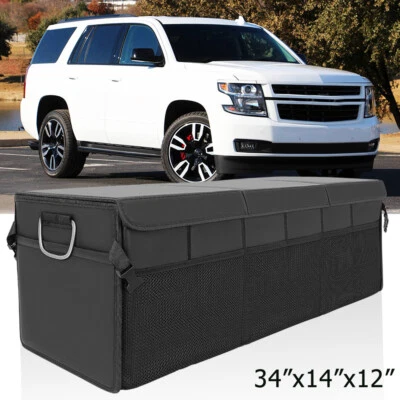Organizador de maletero de coche grande SUV carga plegable bolsa caja cuero PU para Chevy Tahoe Foto 1 de 4