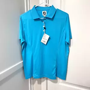 FootJoy Shirt Womens Large Aqua Blue S/S Interlock Golf Polo ProDry 27120 - Picture 1 of 10