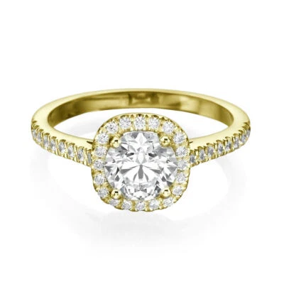 1 CT Diamond Engagement Ring Round Cut H/SI2 18K Yellow Gold Size 6 - Image 1 of 4
