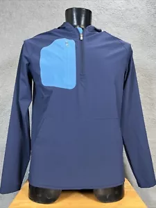 $250 NWT Peter Millar Crown Crafted Flex Adapt Half-Zip Hoodie Men Size -M Navy - Picture 1 of 13