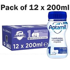 Aptamil First Infant Milk Stage1 Ready Made 0-6 Baby Formula -Pack of 12 x 200ml