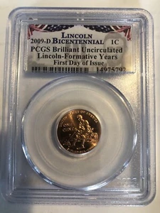 2009-D U.S. Lincoln Cent Bicentennial Formative Years PCGS BU First Day Of Issue - Picture 1 of 4