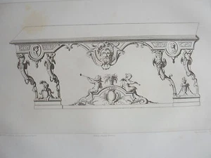 Détails motifs ANGES TROMPETTES LOUIS XIV décoration GRAVURE ADAMS MEUBLE XIXéme - Picture 1 of 2