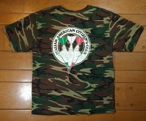 VTG Italian American Citizens Club Dart League 2-Sided XL Camouflage Shirt EUC - Picture 1 of 7